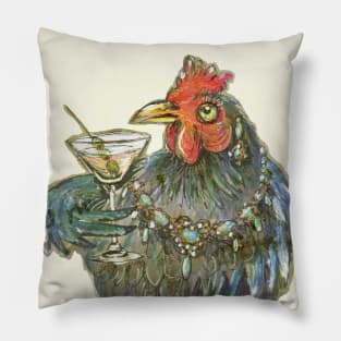 Martini Drinking Chicken Pillow