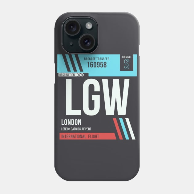 London (LGW) Airport Code Baggage Tag Phone Case by SLAG_Creative
