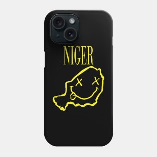 Vibrant Niger Africa x Eyes Happy Face: Unleash Your 90s Grunge Spirit! Smiling Squiggly Mouth Dazed Smiley Face Phone Case
