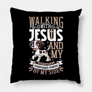 Jesus and dog - German Shorthaired Pointer Pillow