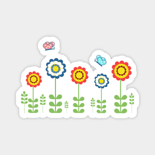 Summer flowers and butterflies Magnet