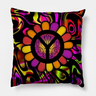 Hippie Peace Sign - Peace Sign Art Pillow