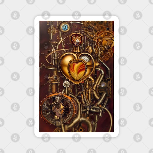 Steampunk mechanical heart Magnet by Dendros-Studio