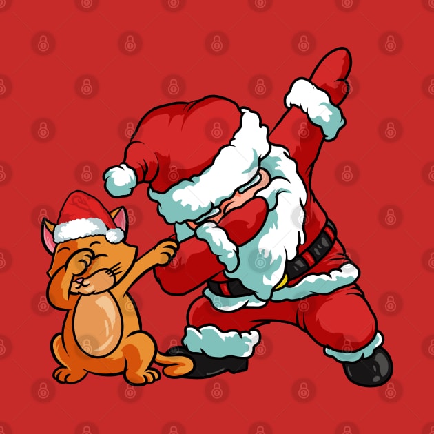 Funny Santa Claus and Dabbing Cat by TonTomDesignz