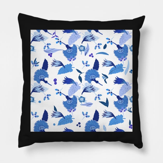 Floral Blues Pillow by CarrieBrose