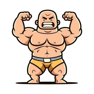 Cute illustration of a body builder flexing muscles T-Shirt