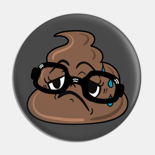 Exhausted nerdy poop emoji - Nerdy Gifts - Pin | TeePublic