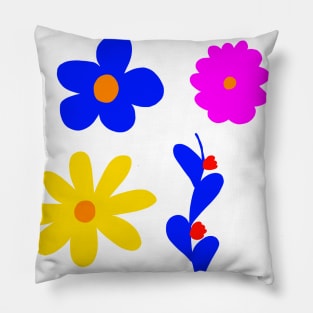 blue pink flower abstract texture Pillow