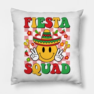 Cinco de Mayo, Fiesta Squad, Retro Smiley Mexican, Sombrero Pillow