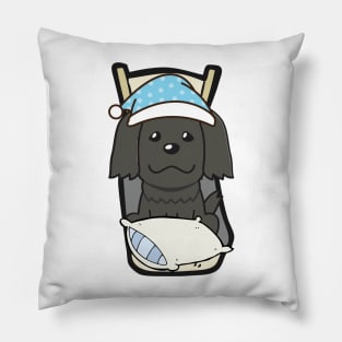 Cute black dog is going to bed Pillow