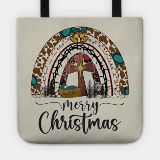 Merry Christmas Nativity Scene Rainbow Tote