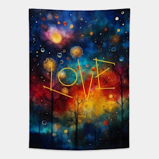 Night Rainbow Love Tapestry