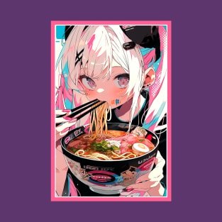 Cute Anime Girl |  Ramen Noodles | Hentaii Chibi Kawaii Design T-Shirt