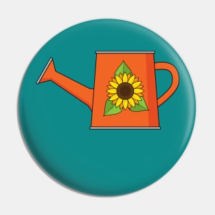 Orange Watering Can with Sunflower Pin