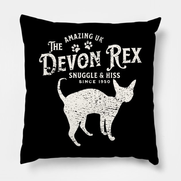 Devon Rex Cat Vintage Pillow by Nice Surprise