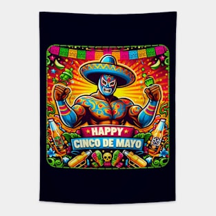 Happy Cinco de Mayo Lucha Libre Luchador Tapestry