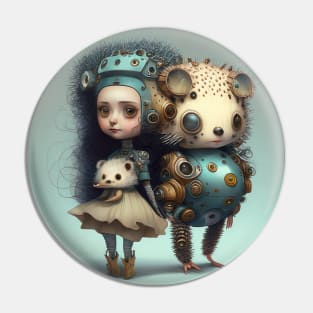 [AI Art] Cute Robot Girl with Hedgehog Pin