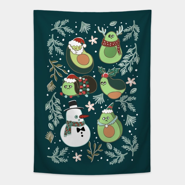 Christmas Avocado Tapestry by huebucket