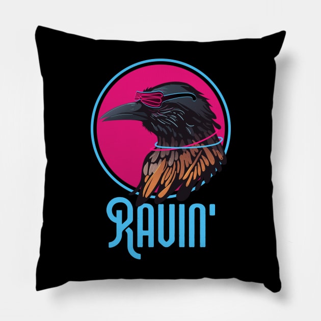 Raving Raven Wingspan Bird Watching Pillow by pixeptional