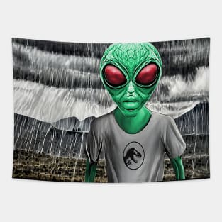 Funny Alien Archeology Dinosaur Hunter Tapestry