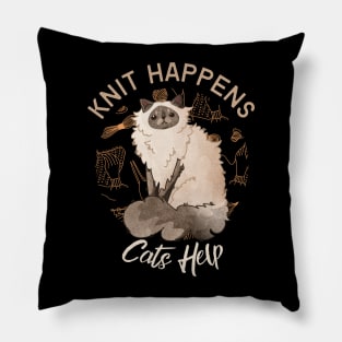 Knit Happens, Cats Help - Persian Point Cat Pillow