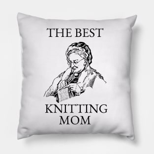 THE BEST KNITTING CRAFTS MOM LINE ART SIMPLE VECTOR STYLE, MOTHER OLD TIMES Pillow