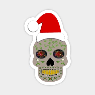 Pagan Christmas Skull in a Santa Hat Magnet