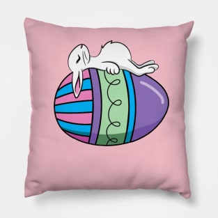 Sleeping Easter Bunny on an Easter Egg Pillow