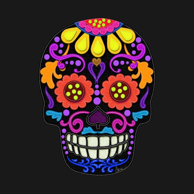 Day of the Dead | Sugar Skull | Felt Texture Style by CheriesArt