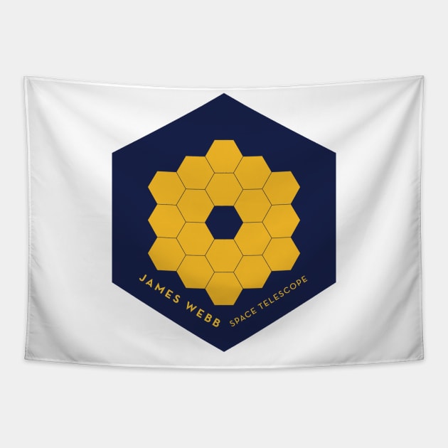 James Webb Space Telescope Launch 2021, Yellow Mirror Tapestry by Markadesign