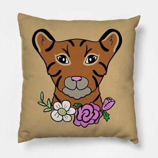 Tiger with flowers Pillow