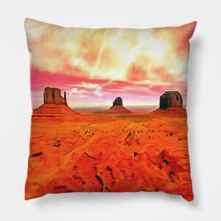 Monument Valley, or a view on Mars, red planet views Pillow