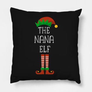 Matching Family Christmas Group Elf Gift - The Nana Elf - Funny Pajama Christmas Holiday Pillow