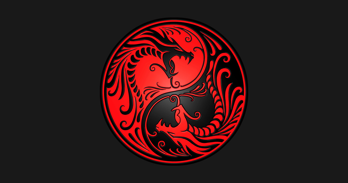 Red and Black Yin Yang Dragons - Dragon - T-Shirt | TeePublic