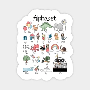 Illustrated alphabet, learning alphabet, ABC's Magnet