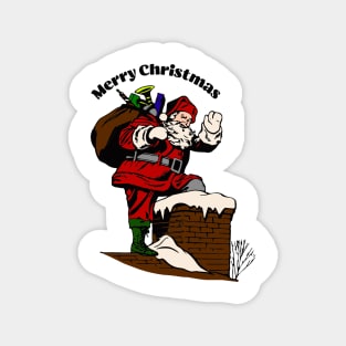 Santa Claus entering in house from Chimney Magnet