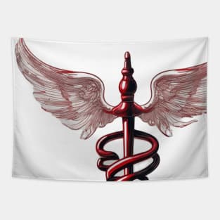 Caduceus Red Shadow Silhouette Anime Style Collection No. 208 Tapestry