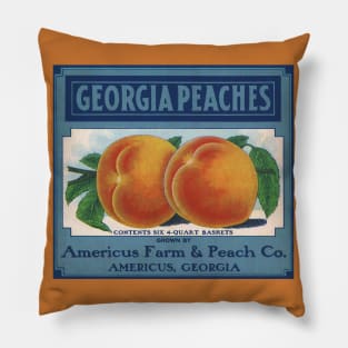 Vintage Georgia Peaches Fruit Crate Label Pillow
