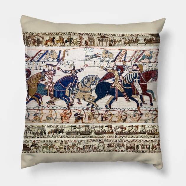THE BAYEUX TAPESTRY ,BATTLE OF HASTINGS ,NORMAN KNIGHTS HORSEBACK Pillow by BulganLumini