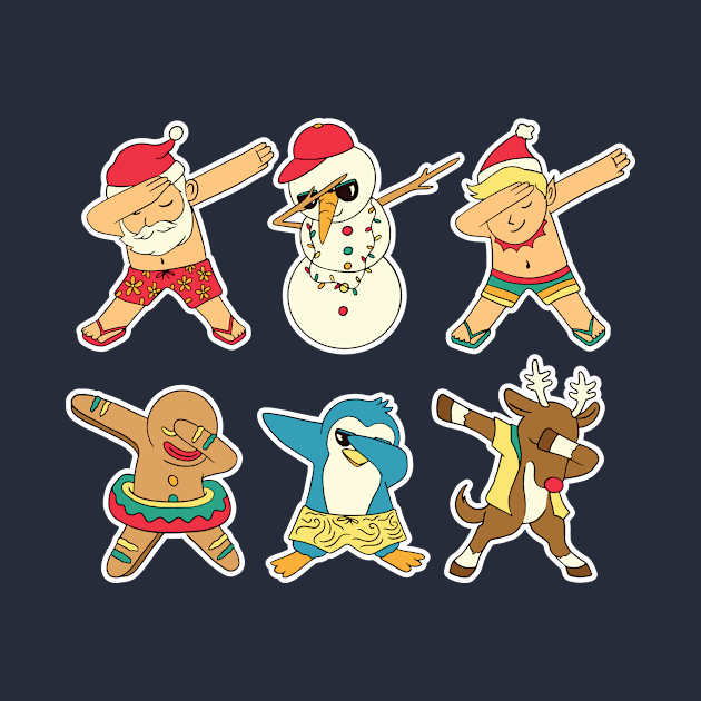 Cute Dabbing Christmas Characters // Dabbing Santa, Snowman, Rudolph, Elf and more by SLAG_Creative