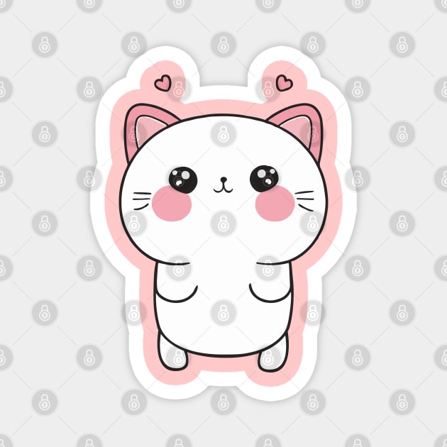 cute cat drawing Magnet by Kawaii Bomb