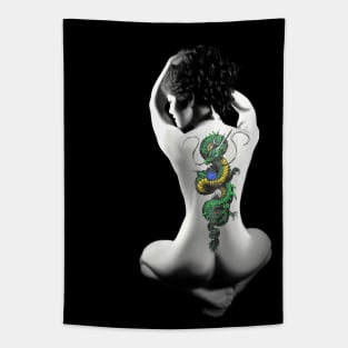 Girl with dragon tattoo Tapestry