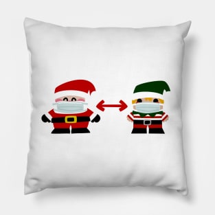 Santa Claus Y Elfo Con Distancia De Seguridad Pillow