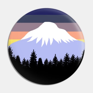 Retro Sunset Pacific Northwest Forest Pin