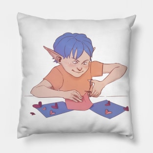 Lovely Elf Making Postcards Pillow