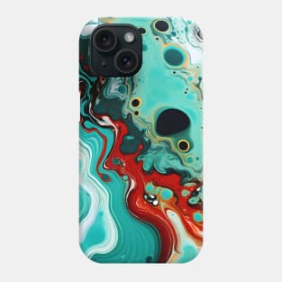 Teal and Crimson Fluid Color Mix Phone Case