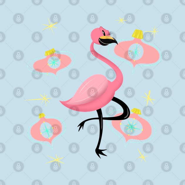 Christmas Flamingo in Midcentury Cartoony style by SillySpoooks