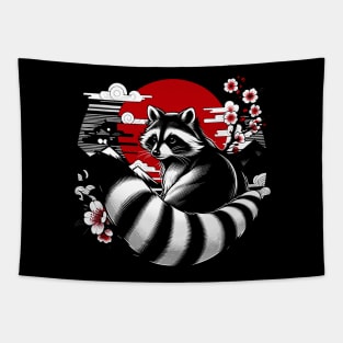 Japanese Retro Raccoon Gift Men Women Japan Raccoon Tapestry