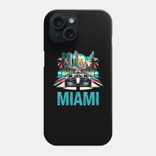 Formula Miami City Racing Circuit Car Map Grand Prix Race Phone Case