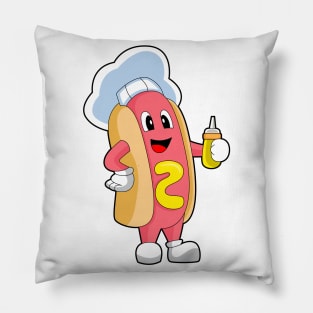 Hotdog Chef Mustard Pillow